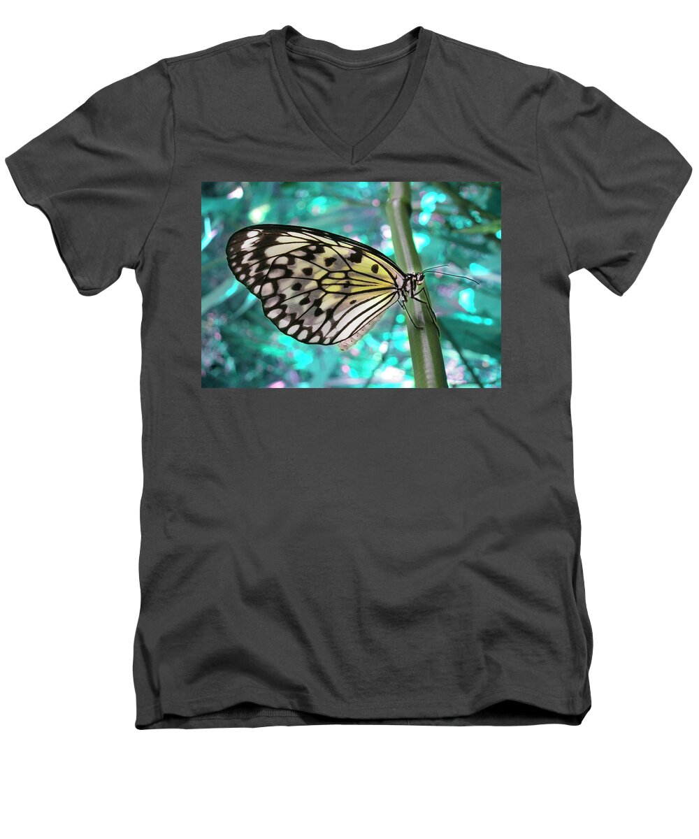 Aqua Men's V-Neck T-Shirt featuring the photograph Paper Kite by Shelley Neff