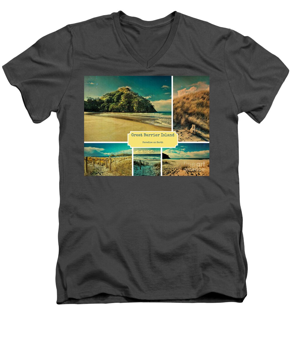 New Zealand Men's V-Neck T-Shirt featuring the photograph Paradise at the Barrier by Karen Lewis