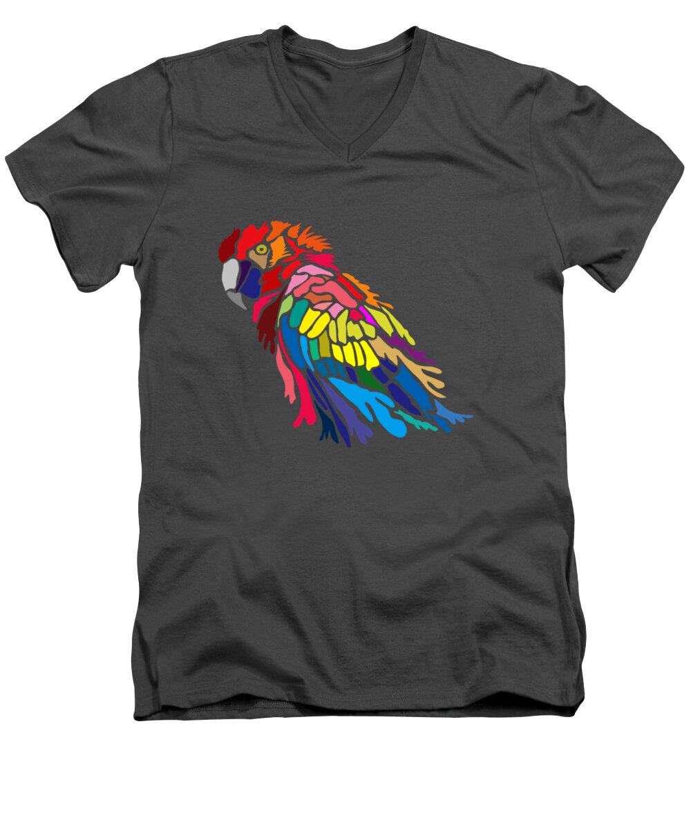 Bird Men's V-Neck T-Shirt featuring the digital art Parrot beauty by Anthony Mwangi