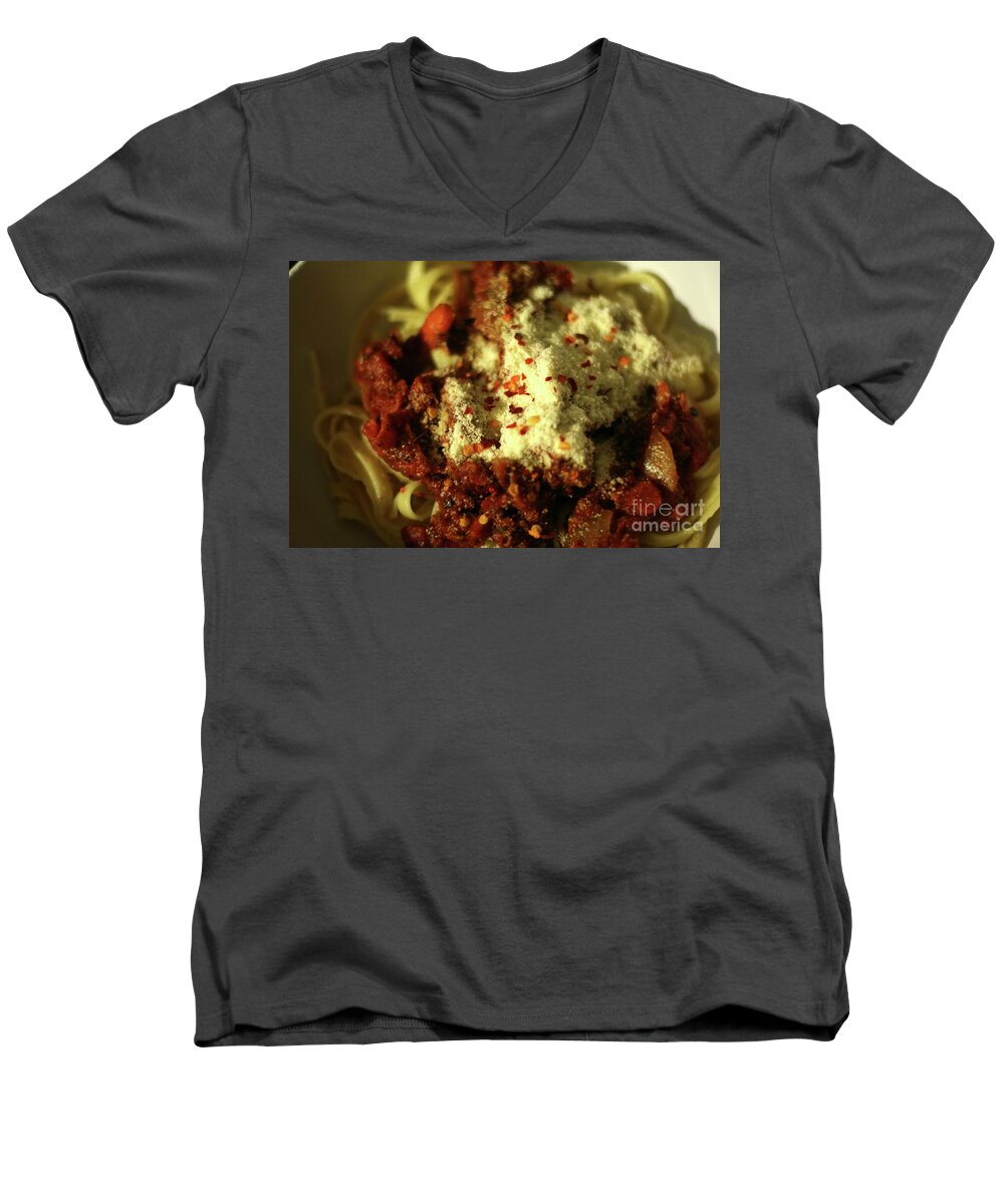 Food Men's V-Neck T-Shirt featuring the photograph Pasta by Joseph A Langley
