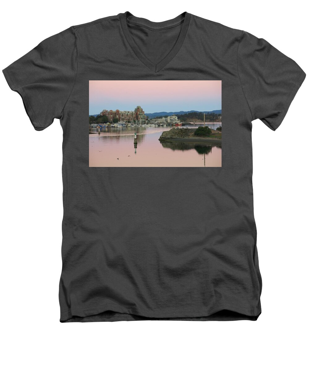 Dawn Men's V-Neck T-Shirt featuring the photograph Peaceful Morning by Betty Buller Whitehead