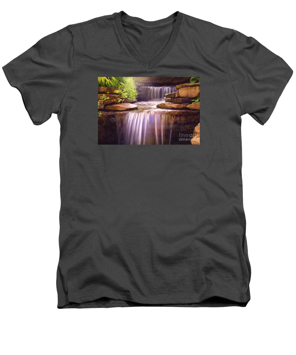 Nature Men's V-Neck T-Shirt featuring the photograph Peaceful Waters by Sharon McConnell