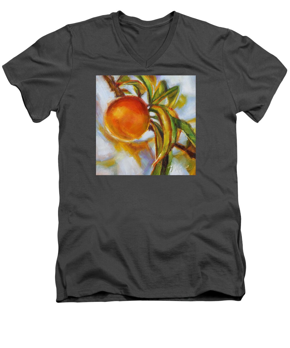 Oil Men's V-Neck T-Shirt featuring the painting Peach by Tracy Male