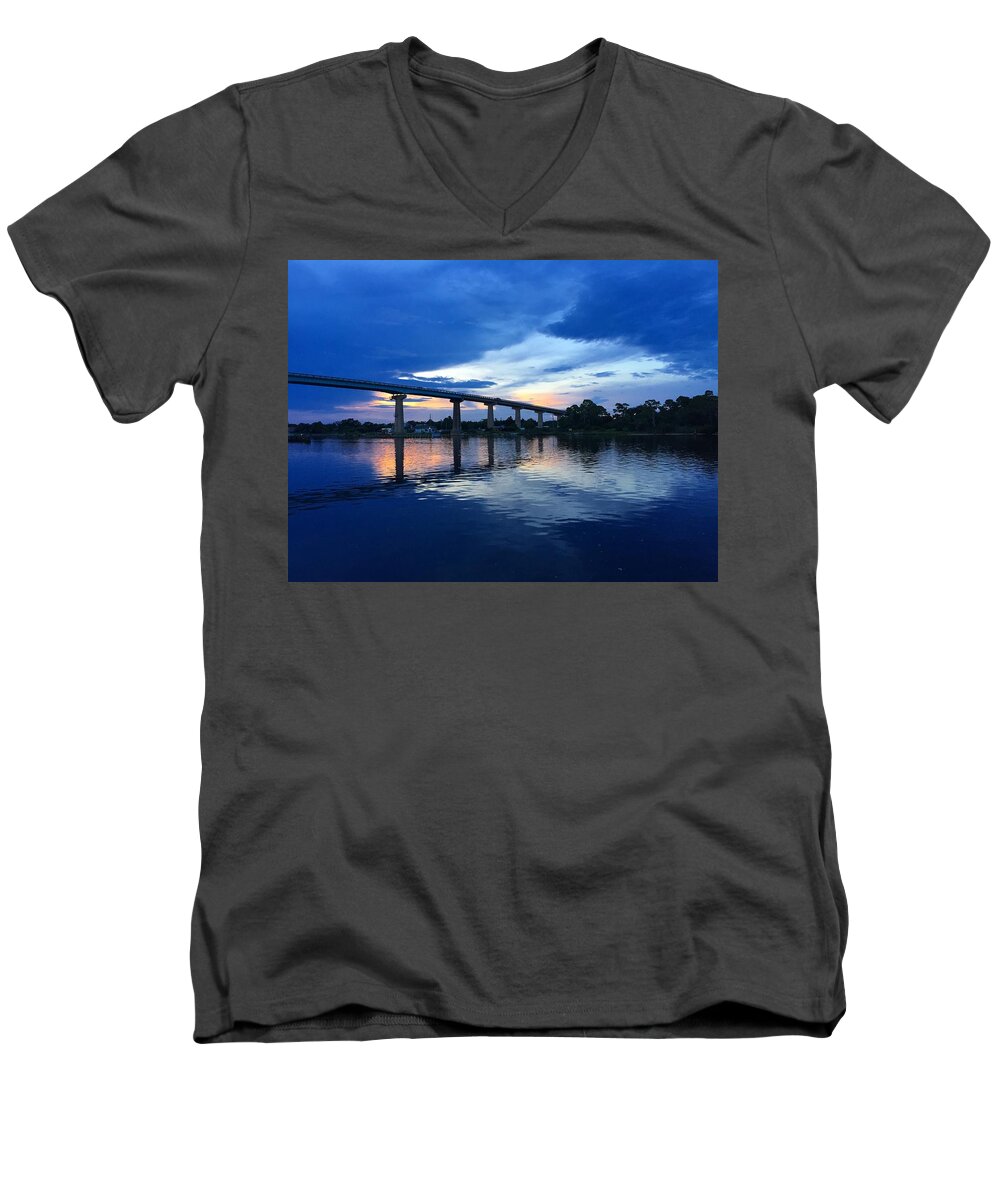 Bridge Men's V-Neck T-Shirt featuring the photograph Perdido Key Bridge by Richie Parks