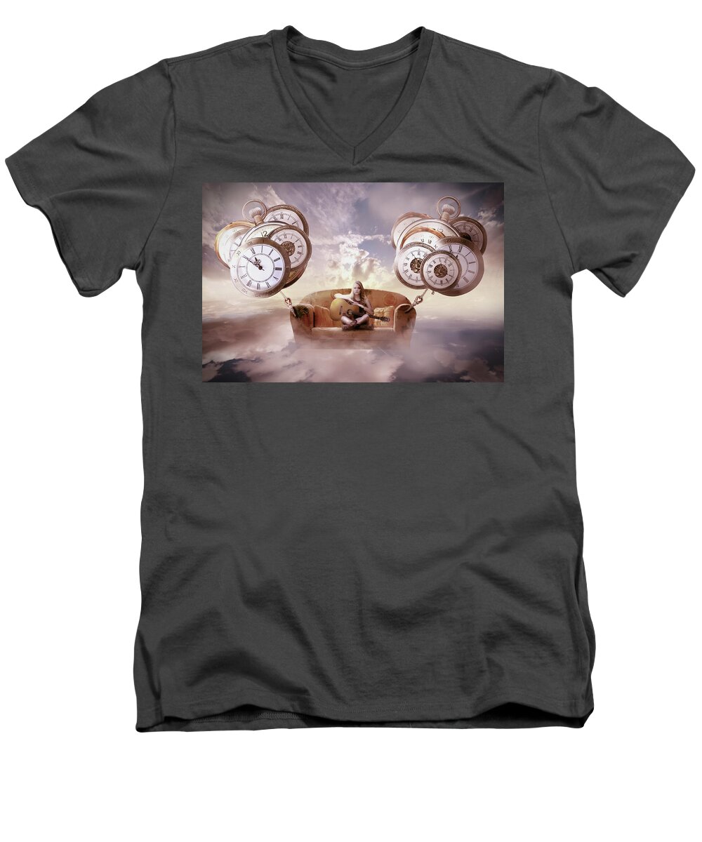 Music Men's V-Neck T-Shirt featuring the digital art Perfect Timing by Nathan Wright