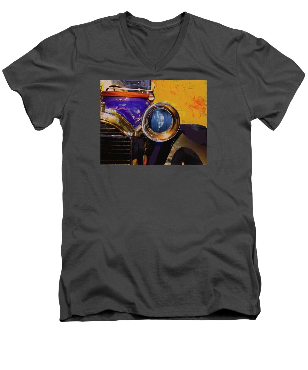 Peugeot 1913 Men's V-Neck T-Shirt featuring the photograph Peugeot Cabriolet 1913 by Walter Fahmy