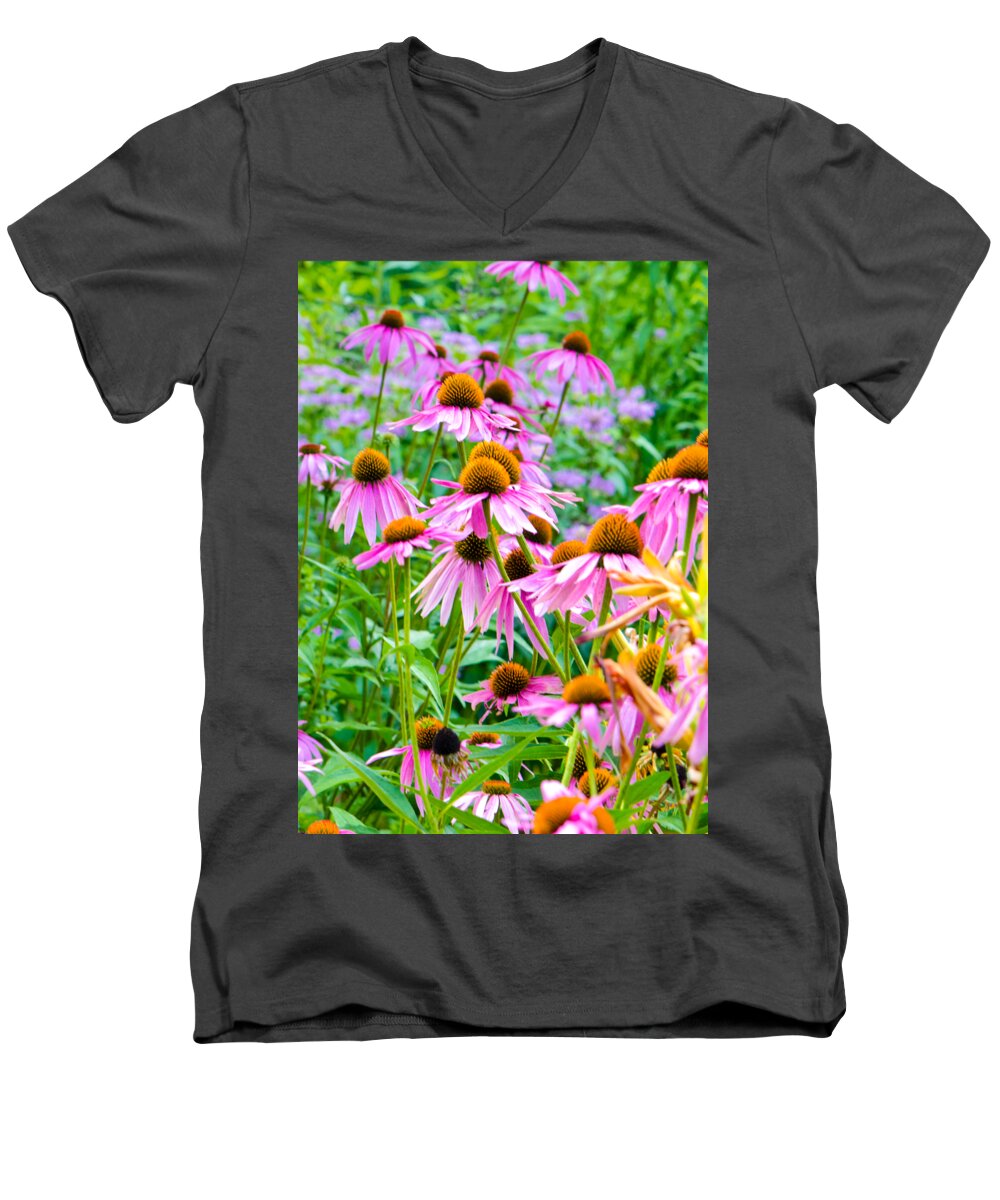 Pink Coneflower Men's V-Neck T-Shirt featuring the photograph Pink Coneflower by Kristin Hatt
