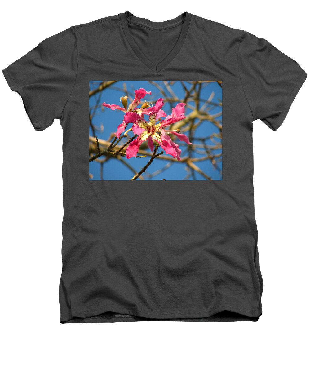 Orchid Men's V-Neck T-Shirt featuring the photograph Pink Orchid Tree by Carla Parris