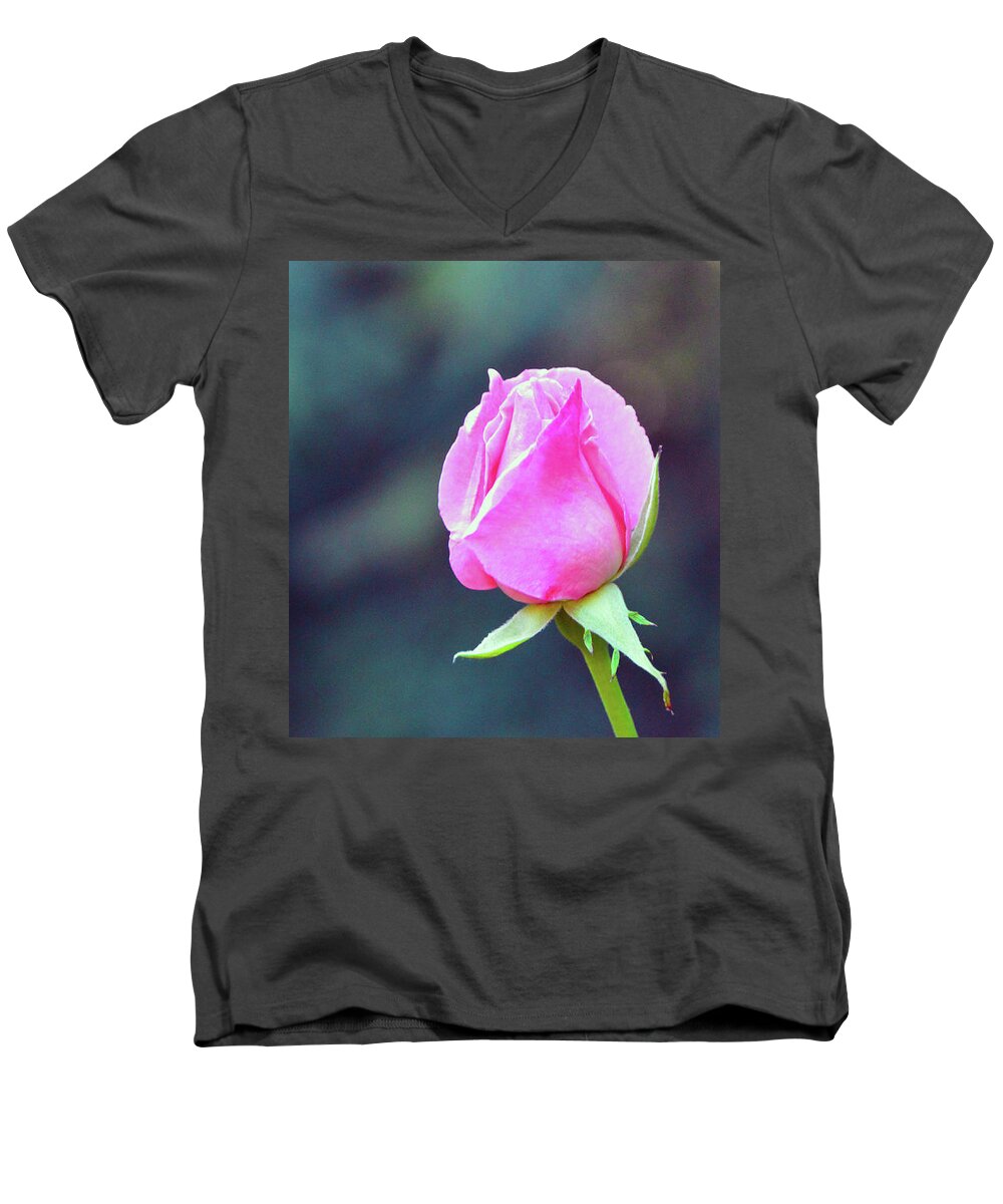 Pink Men's V-Neck T-Shirt featuring the photograph Pink Rose by Brian O'Kelly