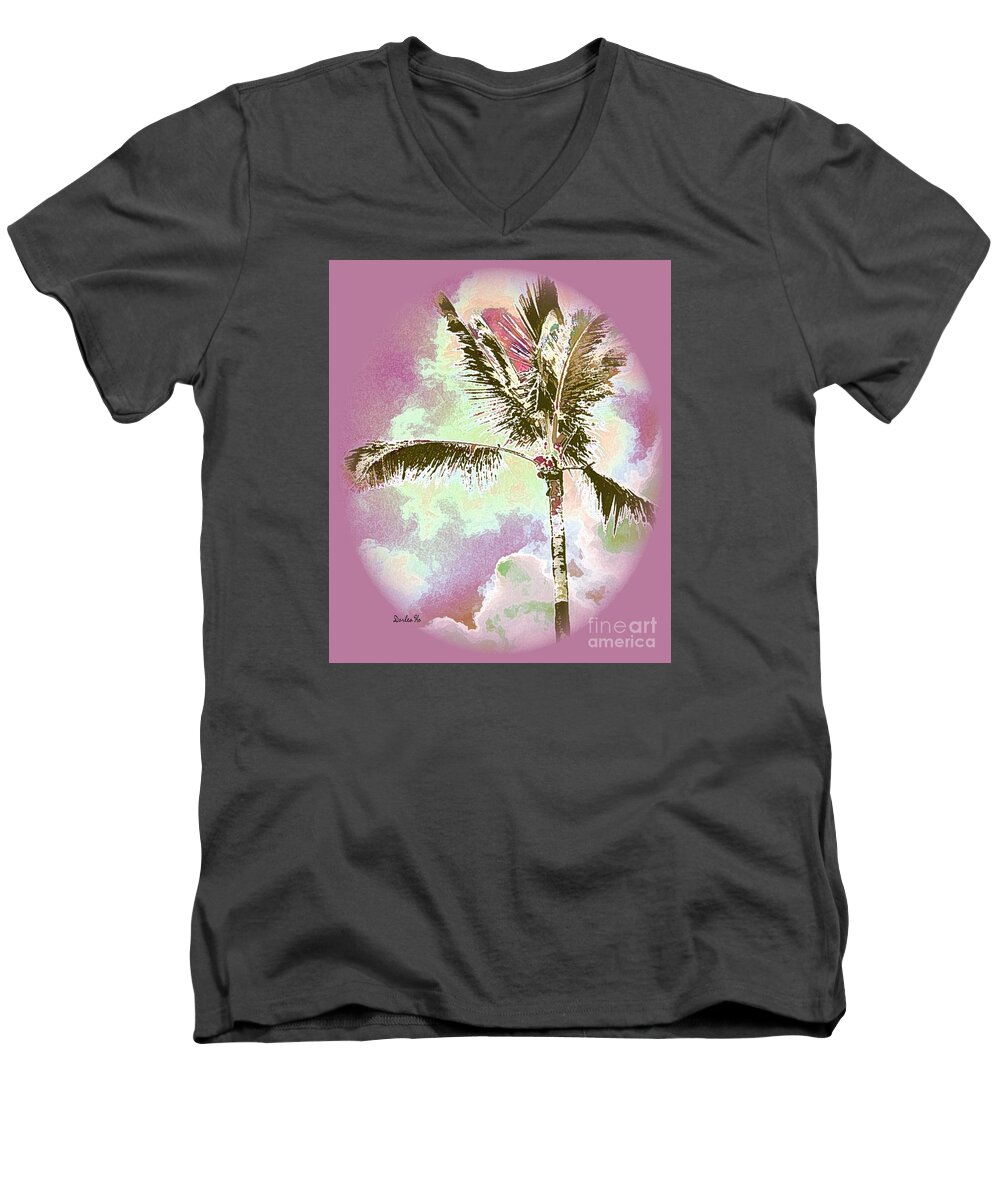 Hawaii Men's V-Neck T-Shirt featuring the digital art Pink Skies by Dorlea Ho