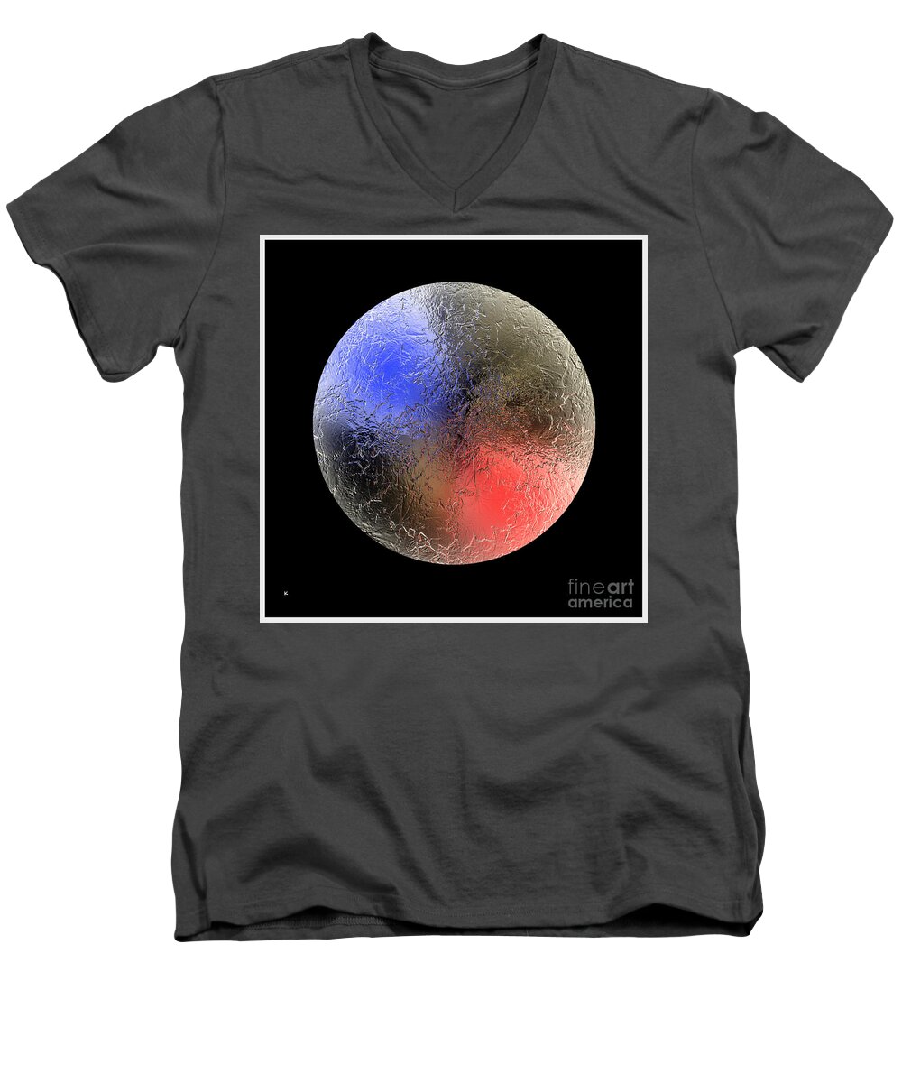 Abstract Men's V-Neck T-Shirt featuring the digital art Planet 12 by John Krakora