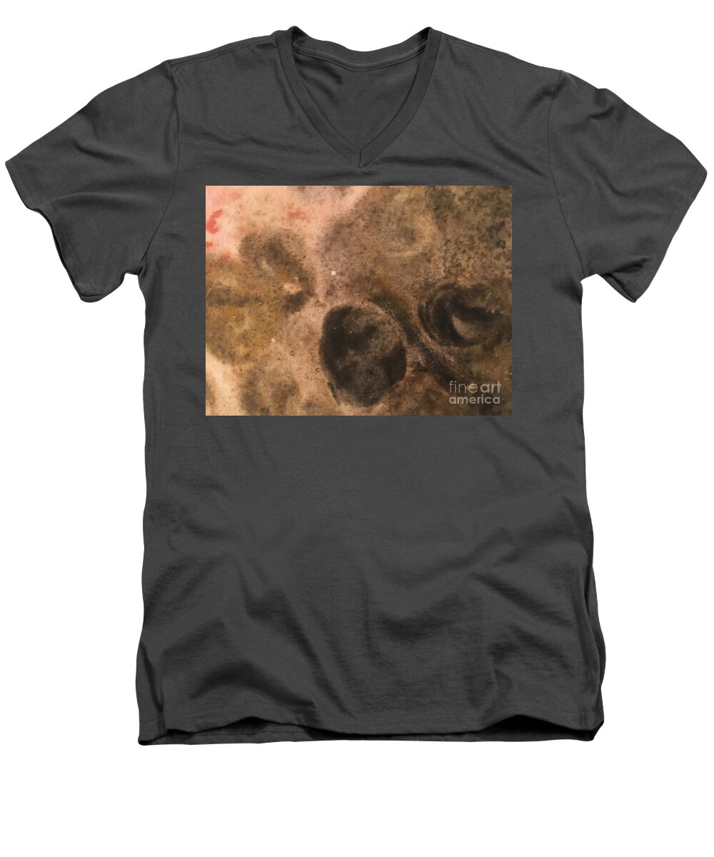 Brown Men's V-Neck T-Shirt featuring the painting Planet by Mastiff Studios