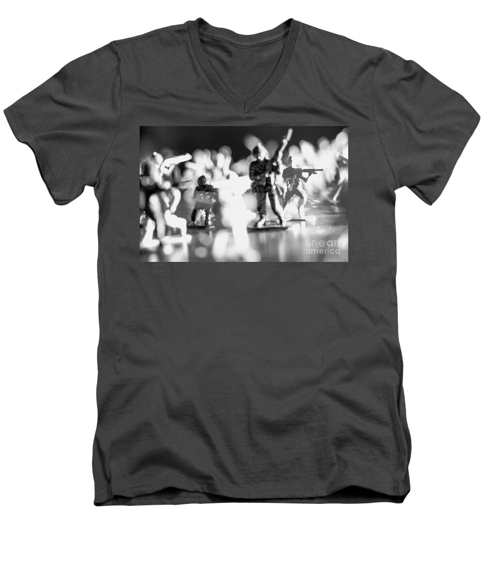 Toy Men's V-Neck T-Shirt featuring the photograph Plastic army men 2 by Micah May