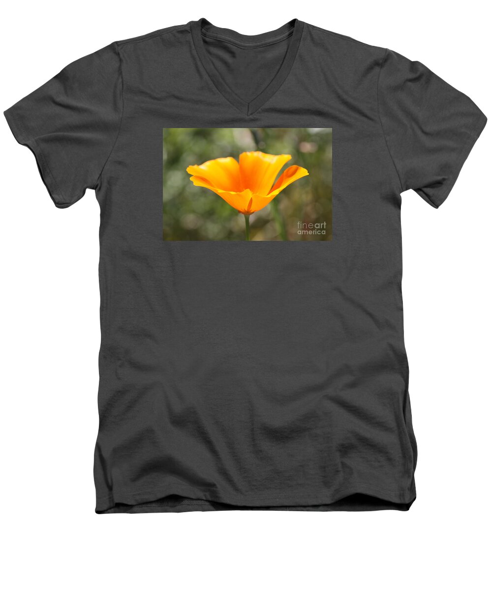 Cathy Dee Janes Men's V-Neck T-Shirt featuring the photograph Poppy Flower by Cathy Dee Janes