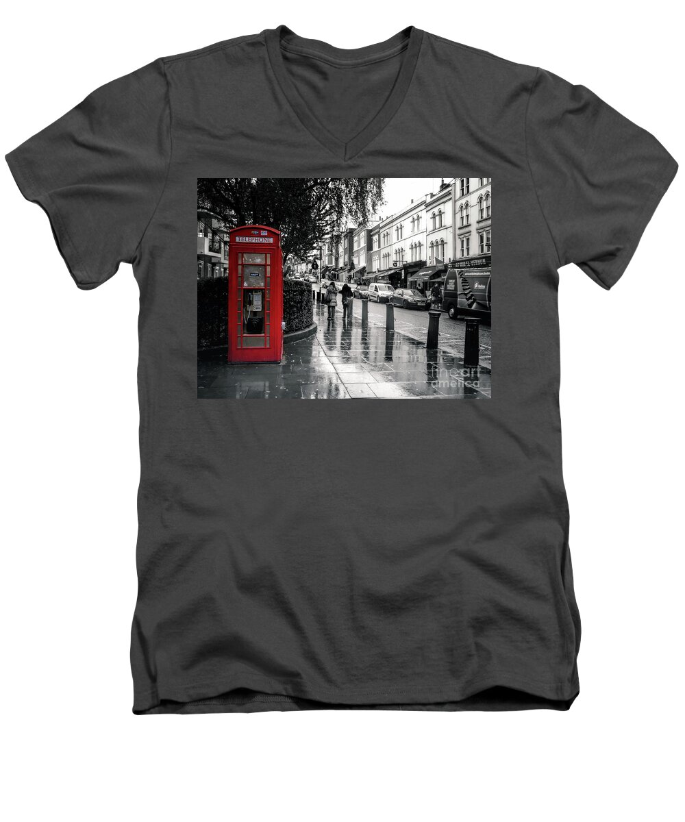 Portobello Road Men's V-Neck T-Shirt featuring the photograph Portobello Road London by Lynn Bolt