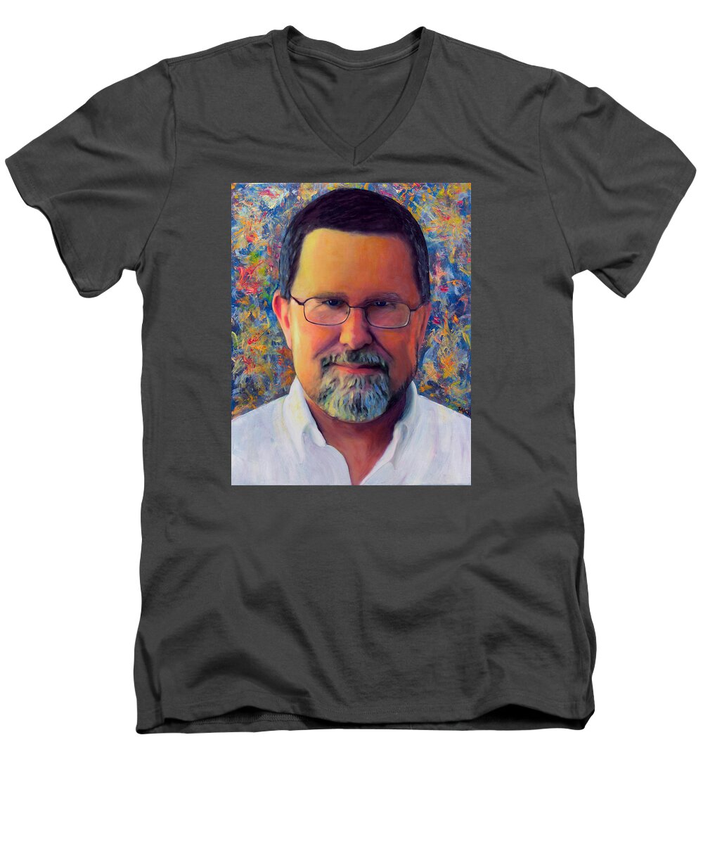 Portrait Men's V-Neck T-Shirt featuring the painting Portrait of Paul by Sheryl Karas