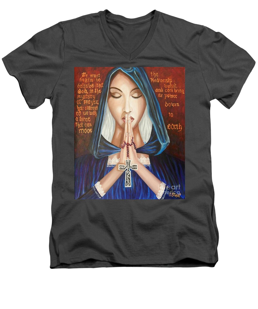 Icon Men's V-Neck T-Shirt featuring the painting Power of Prayer by Caroline Street