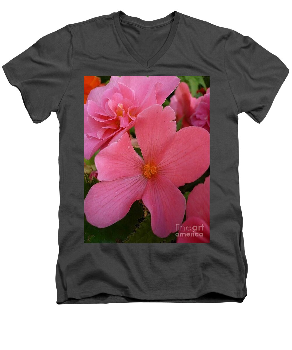 Pink Men's V-Neck T-Shirt featuring the photograph Pretty in Pink by 'REA' Gallery