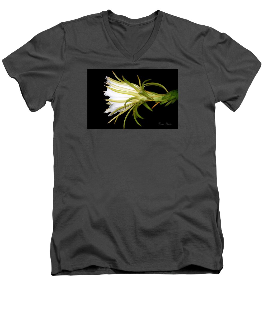 Night Blooming Cereus Men's V-Neck T-Shirt featuring the photograph Profile Night Blooming Cereus by Barbara Chichester
