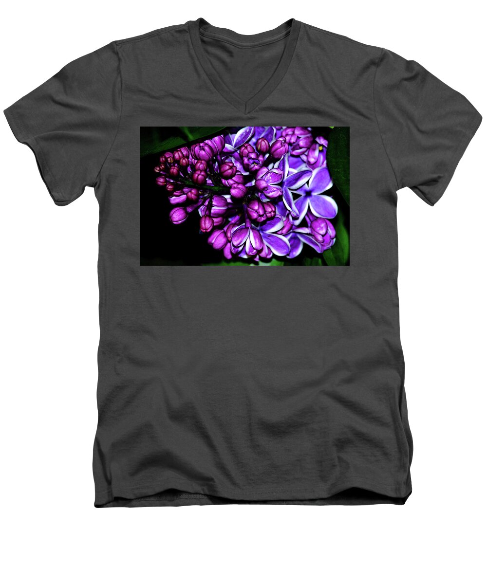 Purple Men's V-Neck T-Shirt featuring the photograph Purple Lilac by Camille Lopez