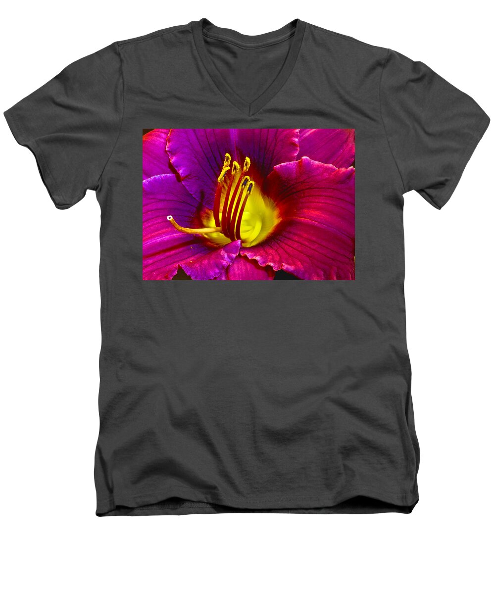 Flowers Men's V-Neck T-Shirt featuring the photograph Purple Lily by Bill Barber