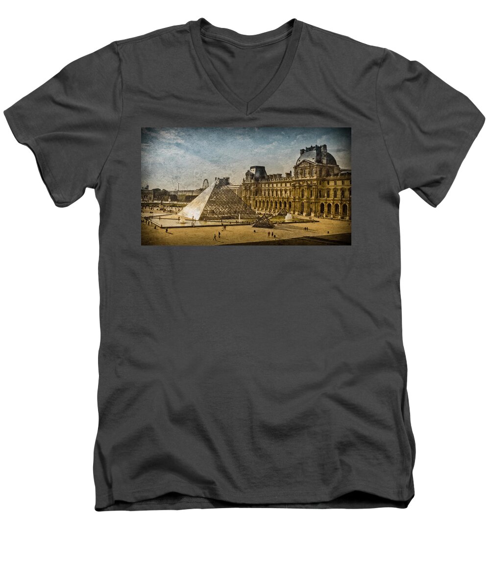 France Men's V-Neck T-Shirt featuring the photograph Paris, France - Pyramide by Mark Forte