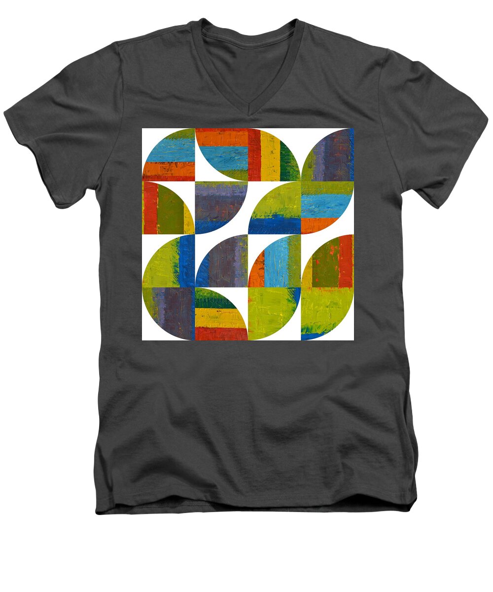 Collage Men's V-Neck T-Shirt featuring the digital art Quarter Rounds 4.0 by Michelle Calkins