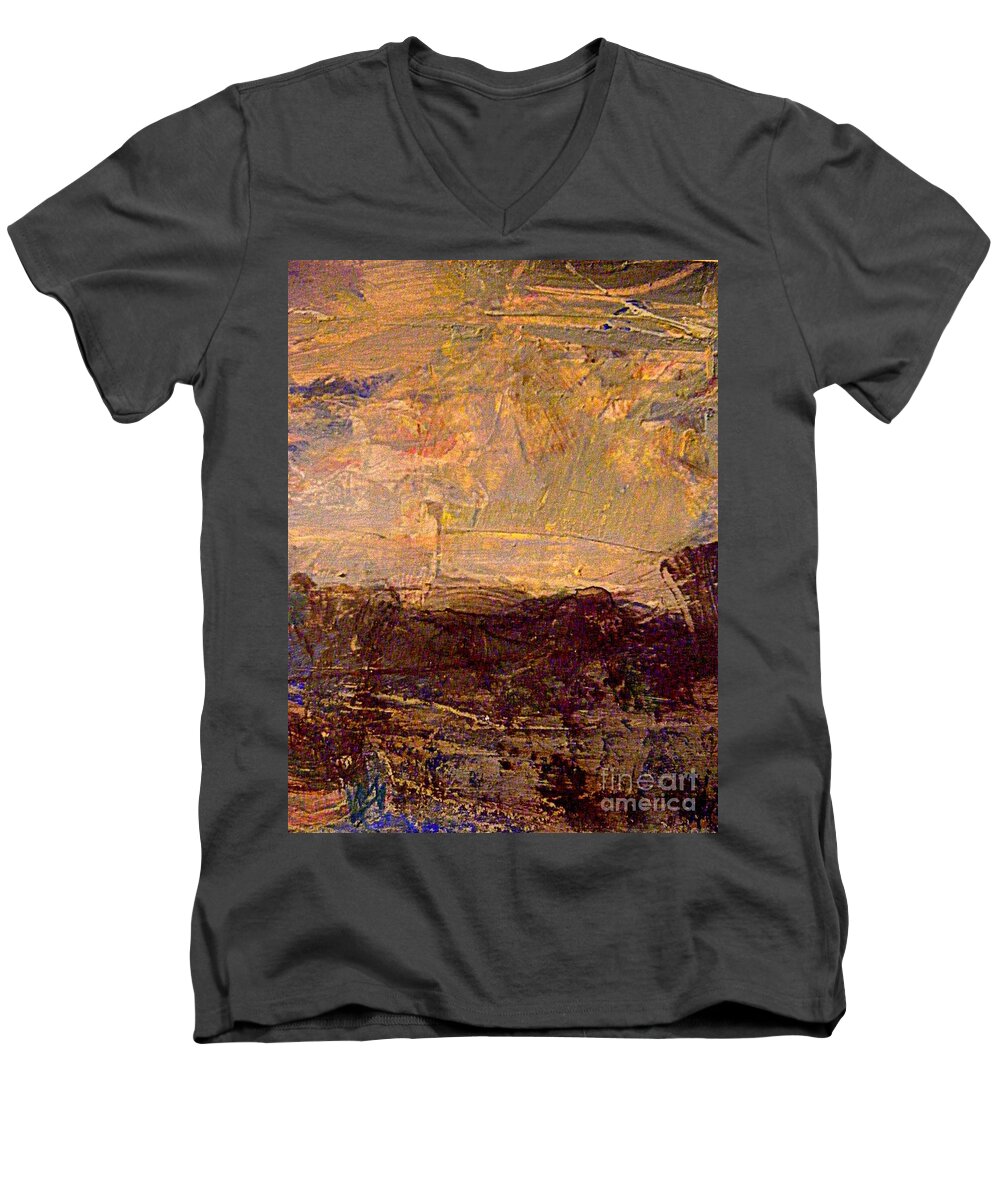 Abstract Landscape In Gouache With Inks Men's V-Neck T-Shirt featuring the painting Radiant Light by Nancy Kane Chapman