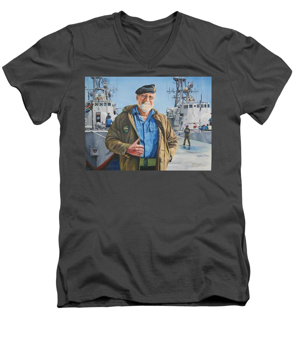 R Adm (jg Leon Reeders Men's V-Neck T-Shirt featuring the painting Ras by Tim Johnson