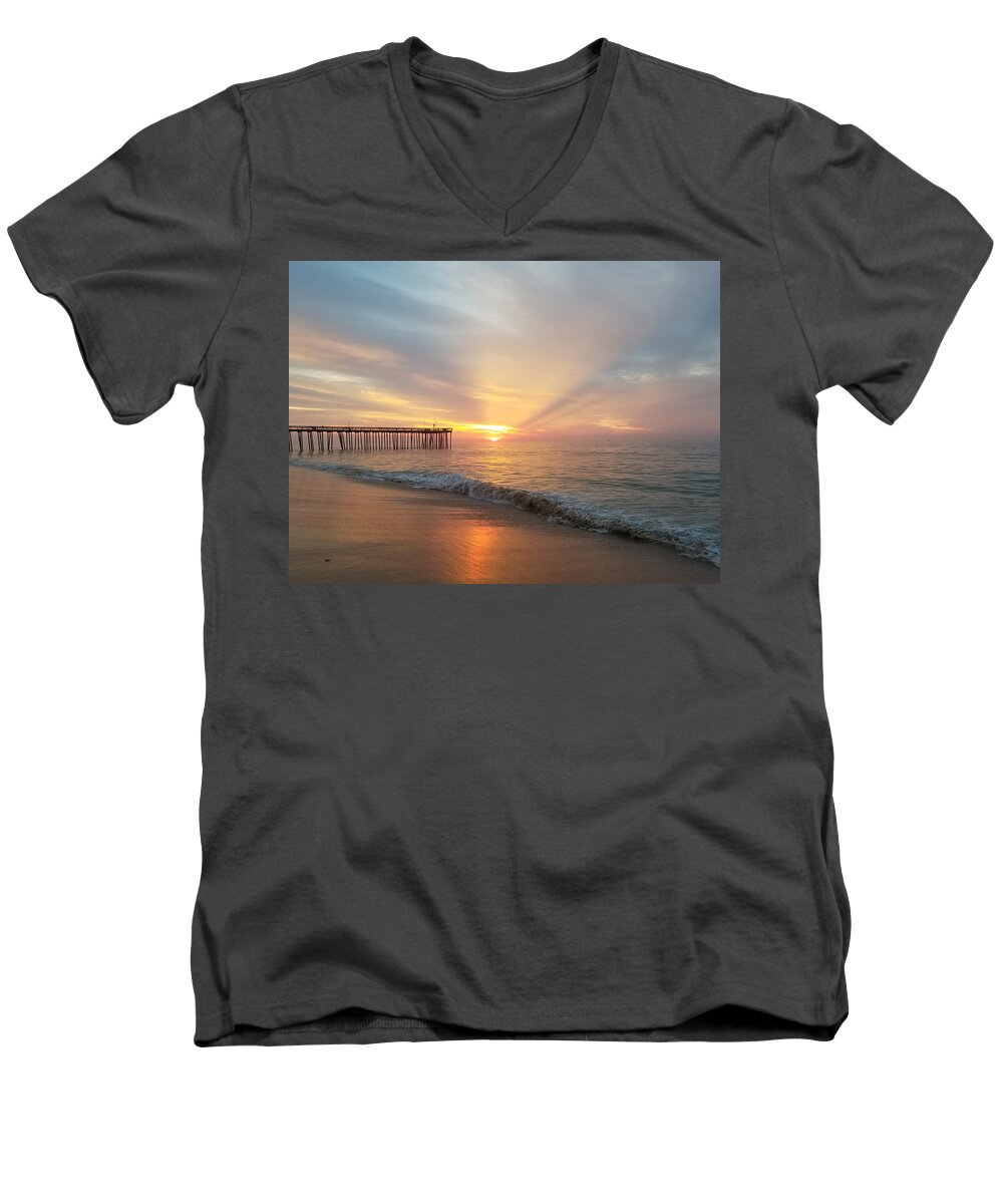 Sun Men's V-Neck T-Shirt featuring the photograph Rays and Reflections by Robert Banach