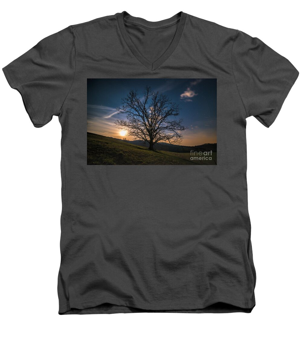 Majestical Men's V-Neck T-Shirt featuring the photograph Reaching for the moon by Robert Loe