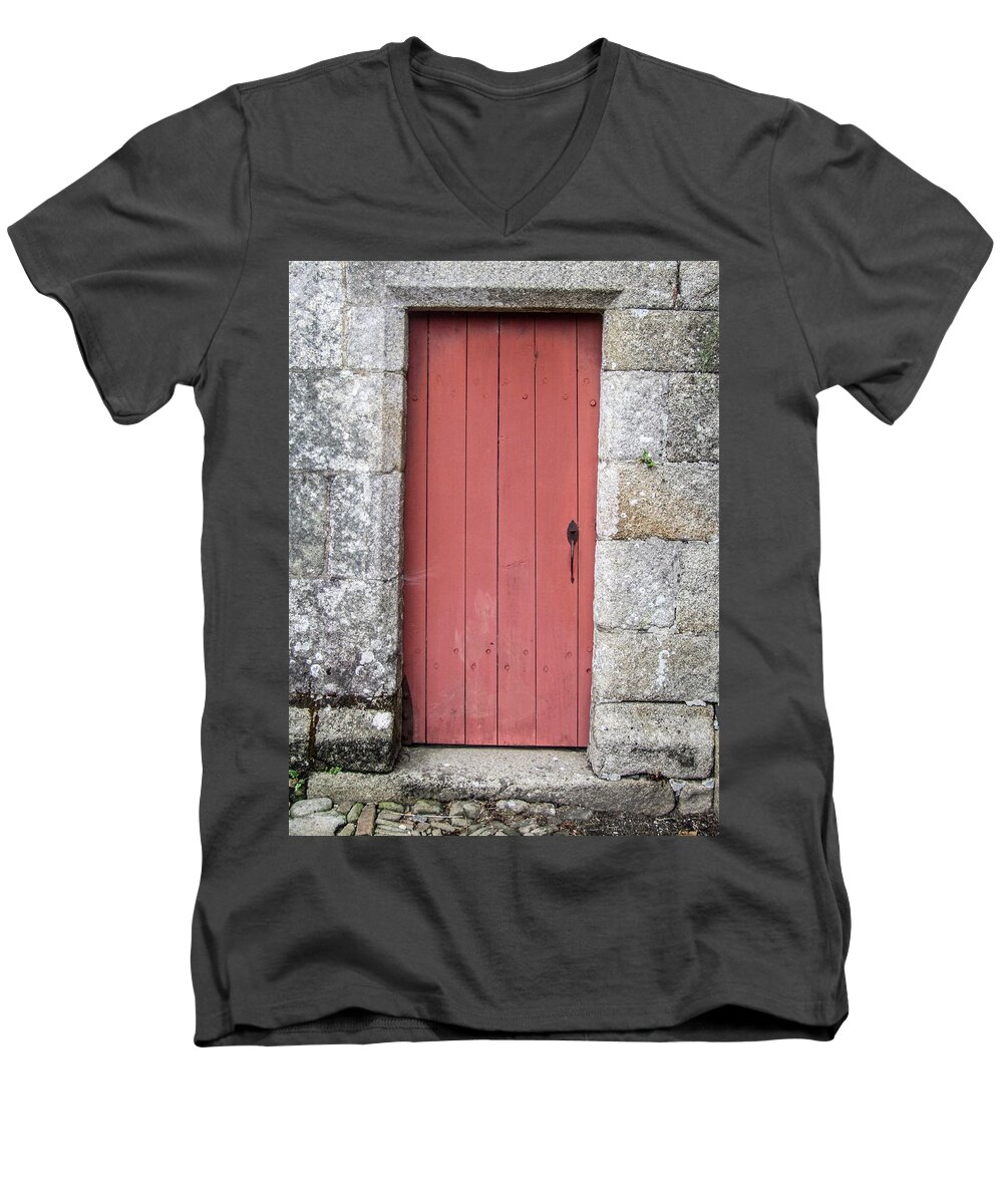 Door Men's V-Neck T-Shirt featuring the photograph Red Church Door vii by Helen Jackson