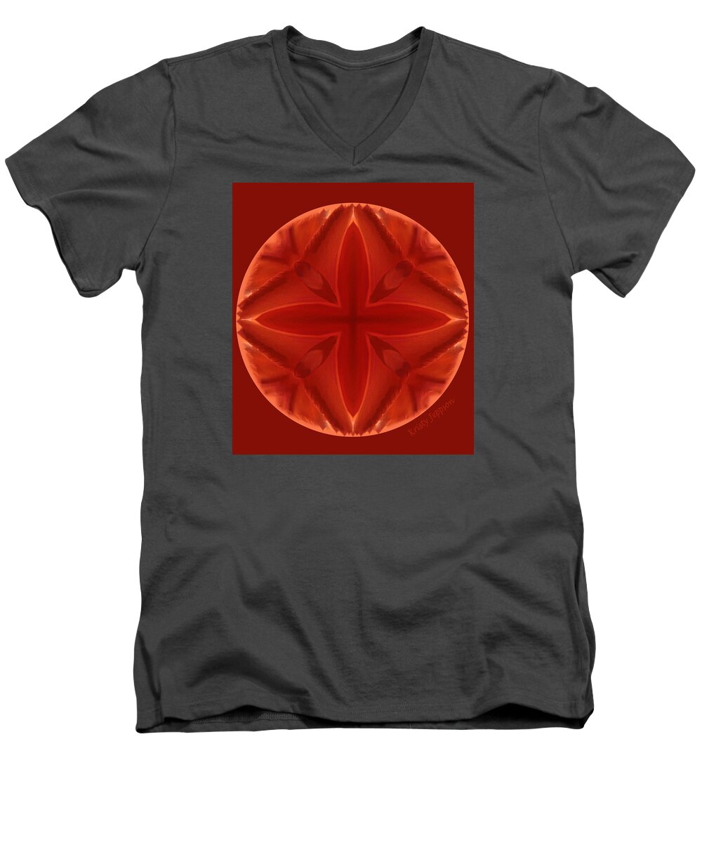 Kaleidoscopes Men's V-Neck T-Shirt featuring the photograph Red by Kristy Jeppson