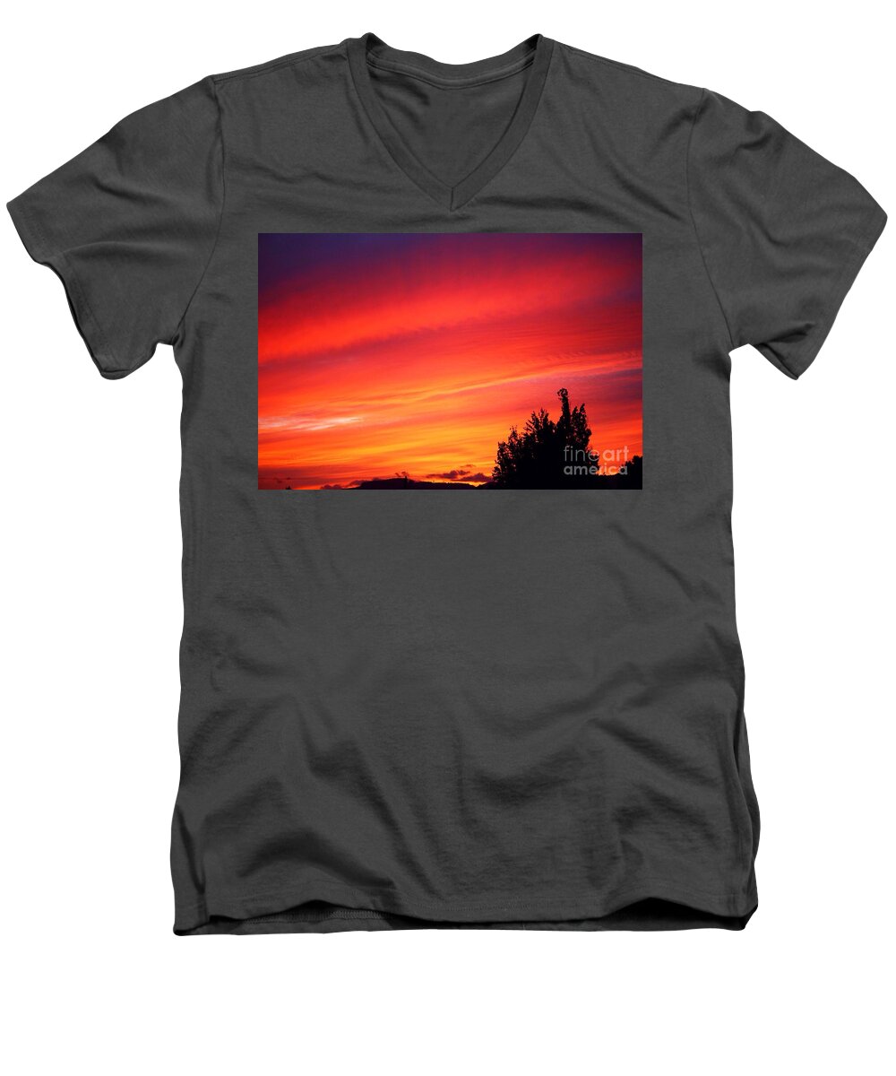 Sunset Men's V-Neck T-Shirt featuring the photograph Red Skies at Night by Nick Gustafson