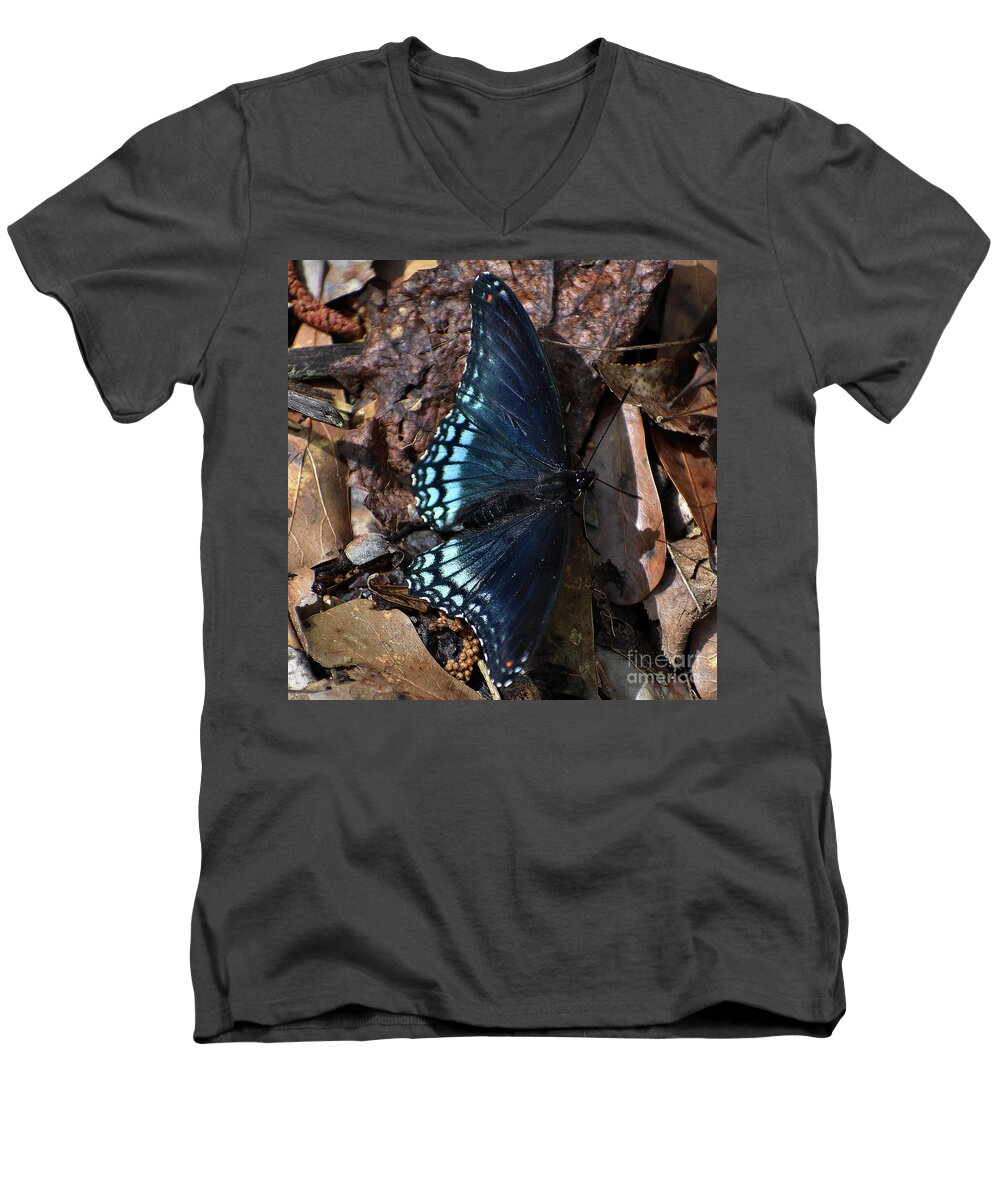 Nature Men's V-Neck T-Shirt featuring the photograph Red Spotted Purple Admiral by Skip Willits
