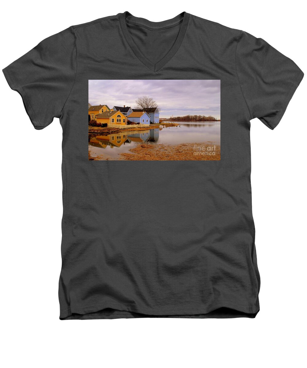 House Men's V-Neck T-Shirt featuring the photograph Reflections in the Harbor by Lennie Malvone