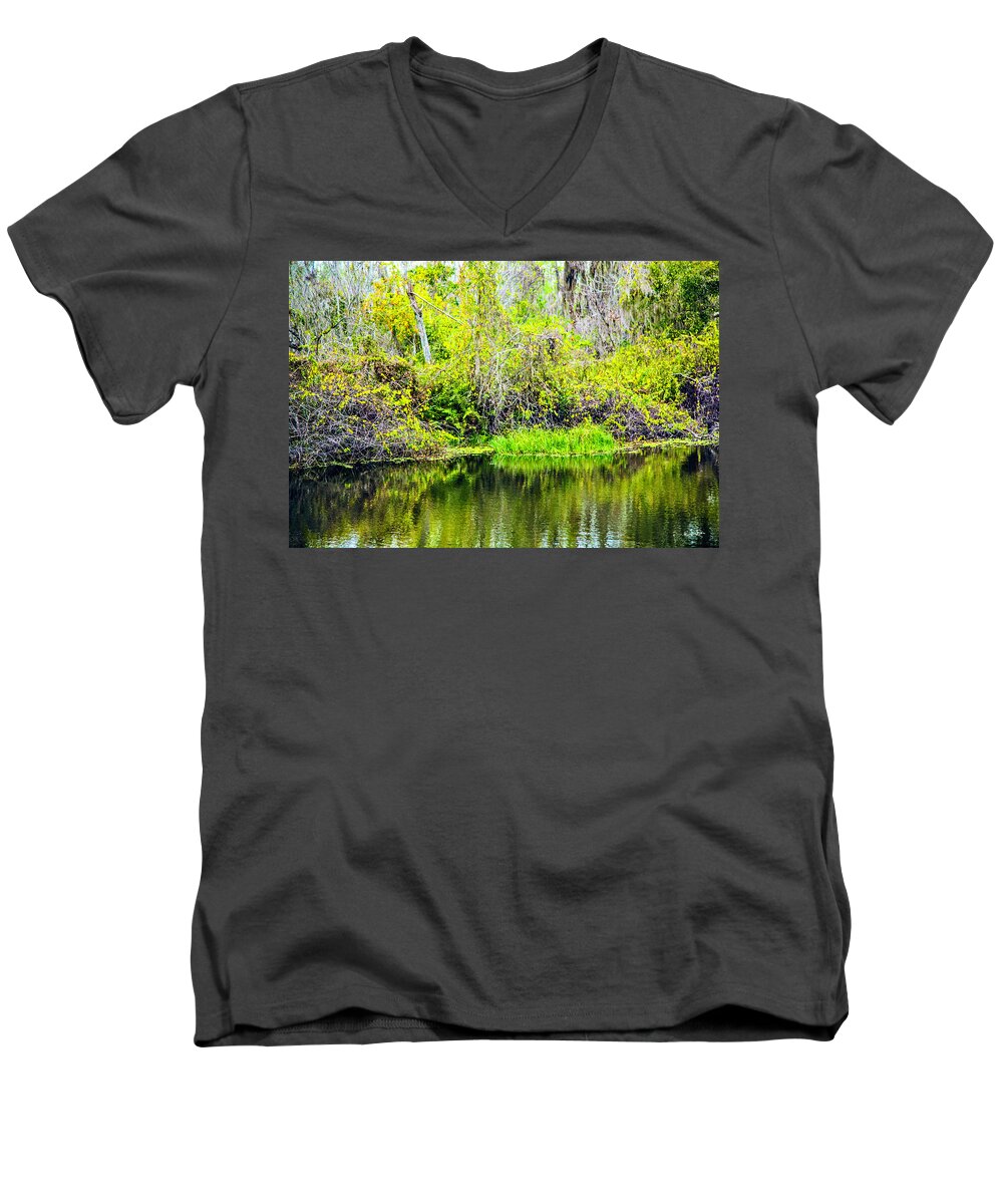 Reflections Men's V-Neck T-Shirt featuring the photograph Reflections On A Beautiful Day by Madeline Ellis