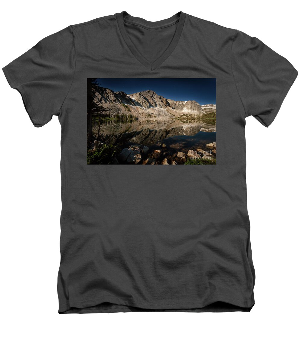 Landscape Men's V-Neck T-Shirt featuring the photograph Reflections on Lake Maria by Steven Reed