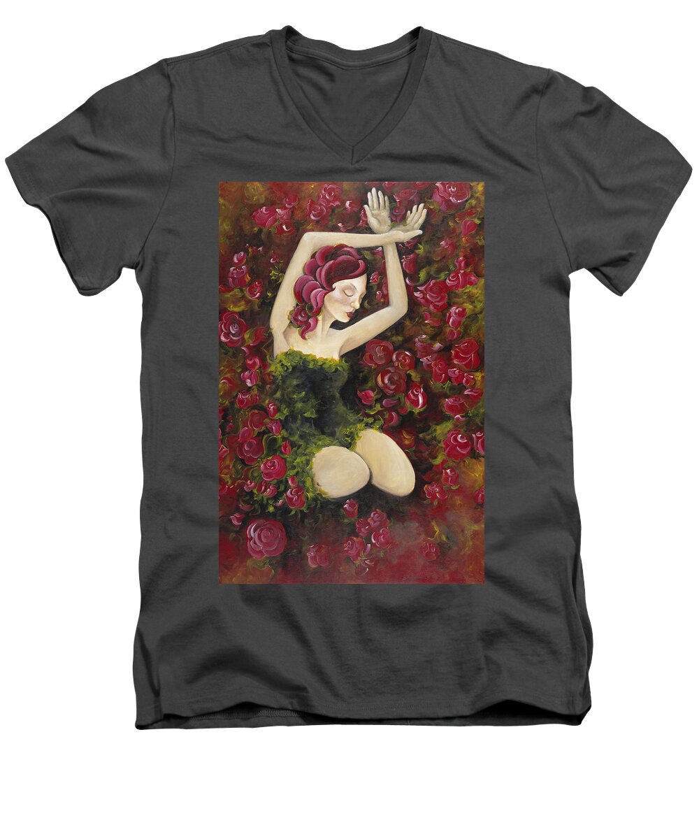 Woman Men's V-Neck T-Shirt featuring the painting Reflections by Stephanie Broker