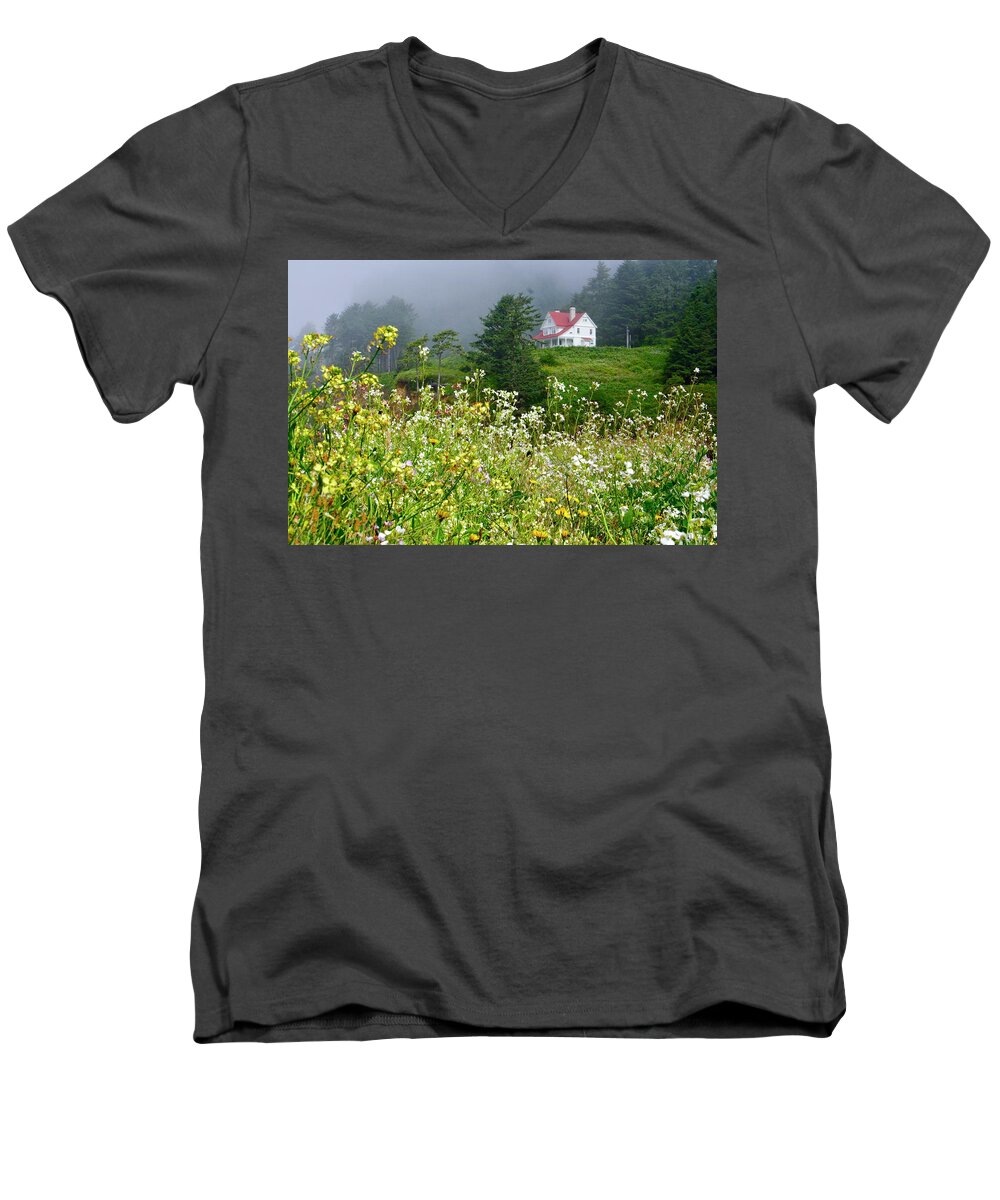 Lighthouse Men's V-Neck T-Shirt featuring the photograph Revisiting A House by Laddie Halupa