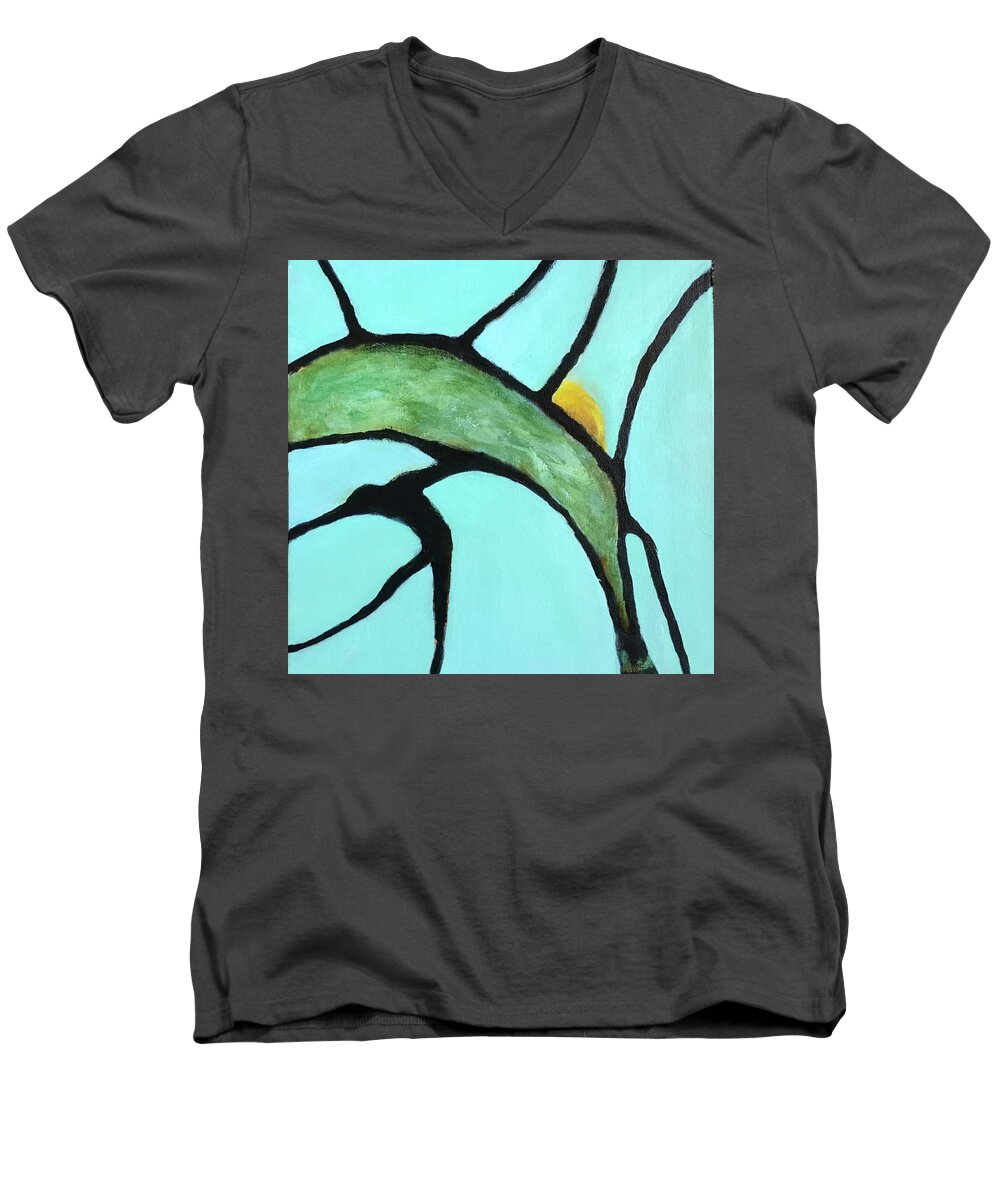 Contemporary Men's V-Neck T-Shirt featuring the painting Ripening II by Mary Sullivan