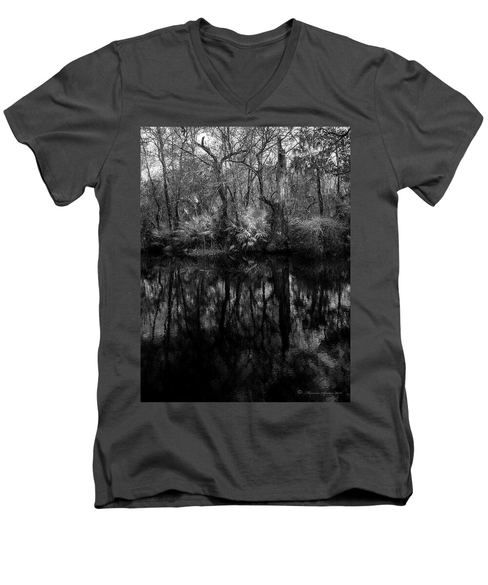 Booker Creek Men's V-Neck T-Shirt featuring the photograph River Bank Palmetto by Marvin Spates