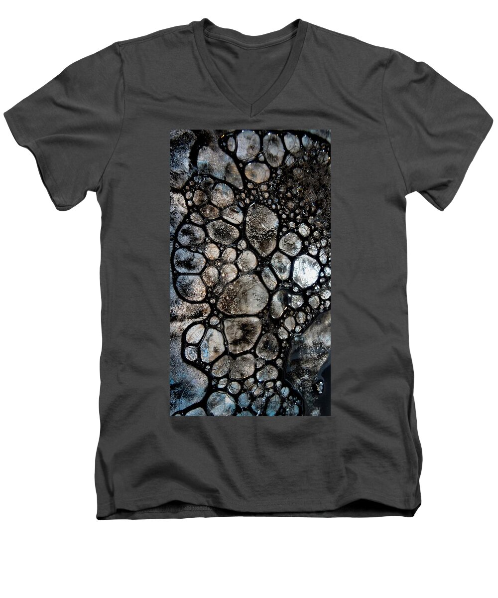  Men's V-Neck T-Shirt featuring the painting River Stone 14 by Tia McDermid