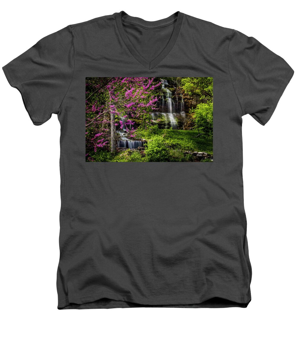 Water Men's V-Neck T-Shirt featuring the photograph Rivercut Waterfall by Allin Sorenson