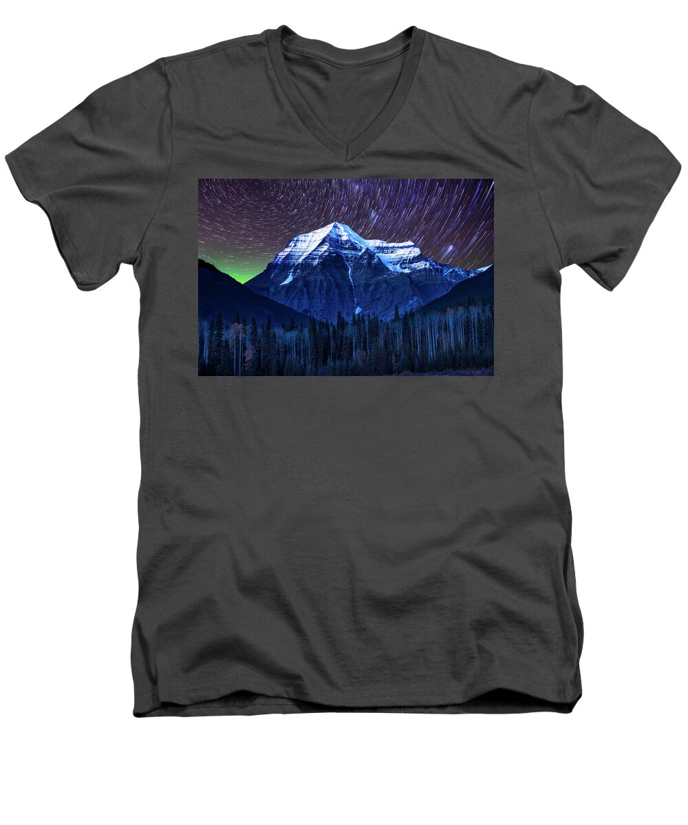 Alberta Men's V-Neck T-Shirt featuring the photograph Robson Stars by John Poon