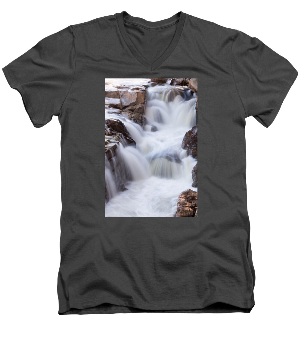Rocky Gorge Nh Men's V-Neck T-Shirt featuring the photograph Rocky Gorge Falls by Michael Hubley
