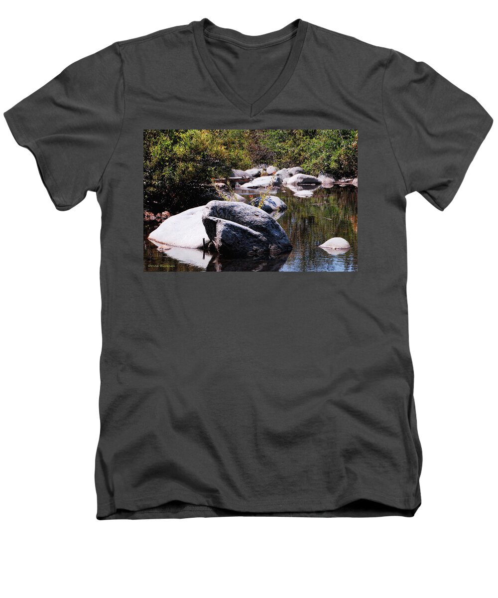 Rock Men's V-Neck T-Shirt featuring the photograph Rocky World by Donna Blackhall