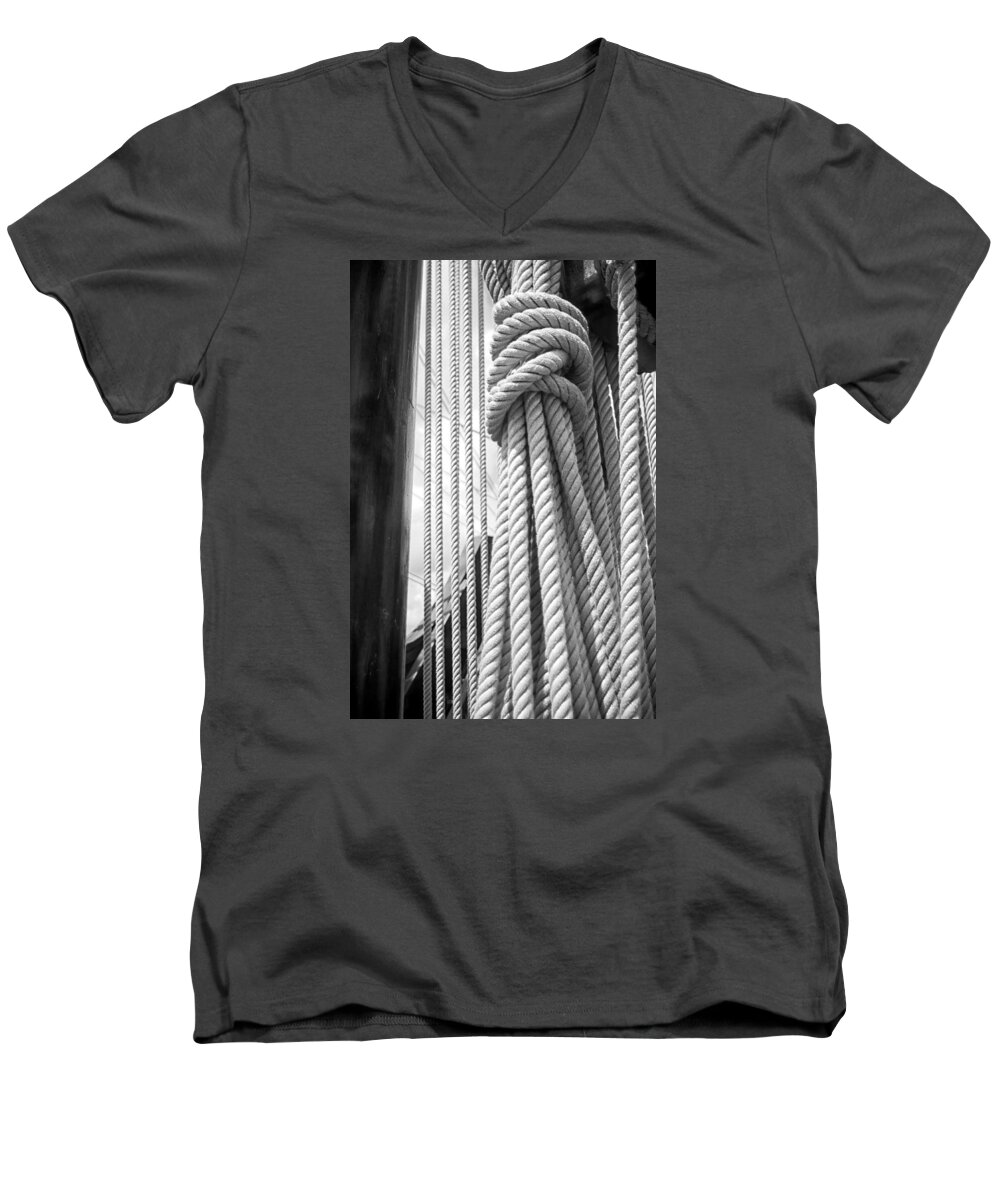 Nautical Men's V-Neck T-Shirt featuring the photograph Ropes From the Past by Bob Decker