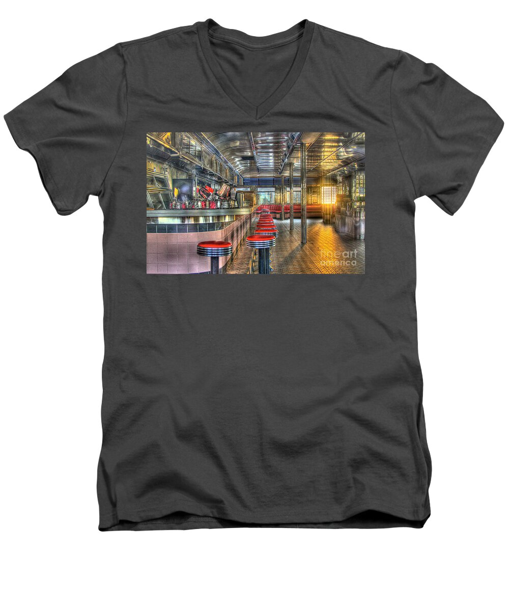 Diner Men's V-Neck T-Shirt featuring the photograph Rosies Diner by Robert Pearson