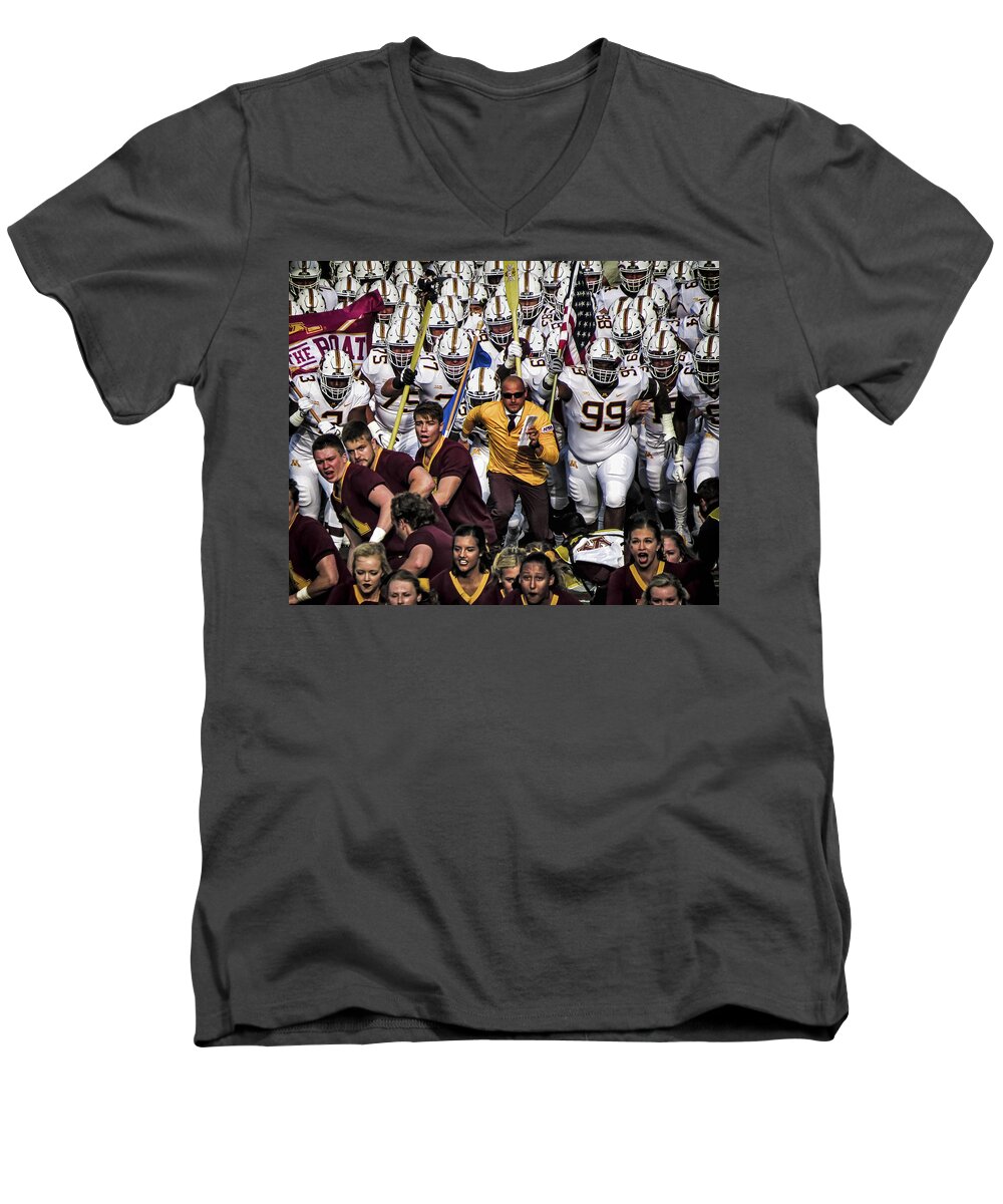 University Of Minnesota Men's V-Neck T-Shirt featuring the photograph Row The Boat by Tom Gort